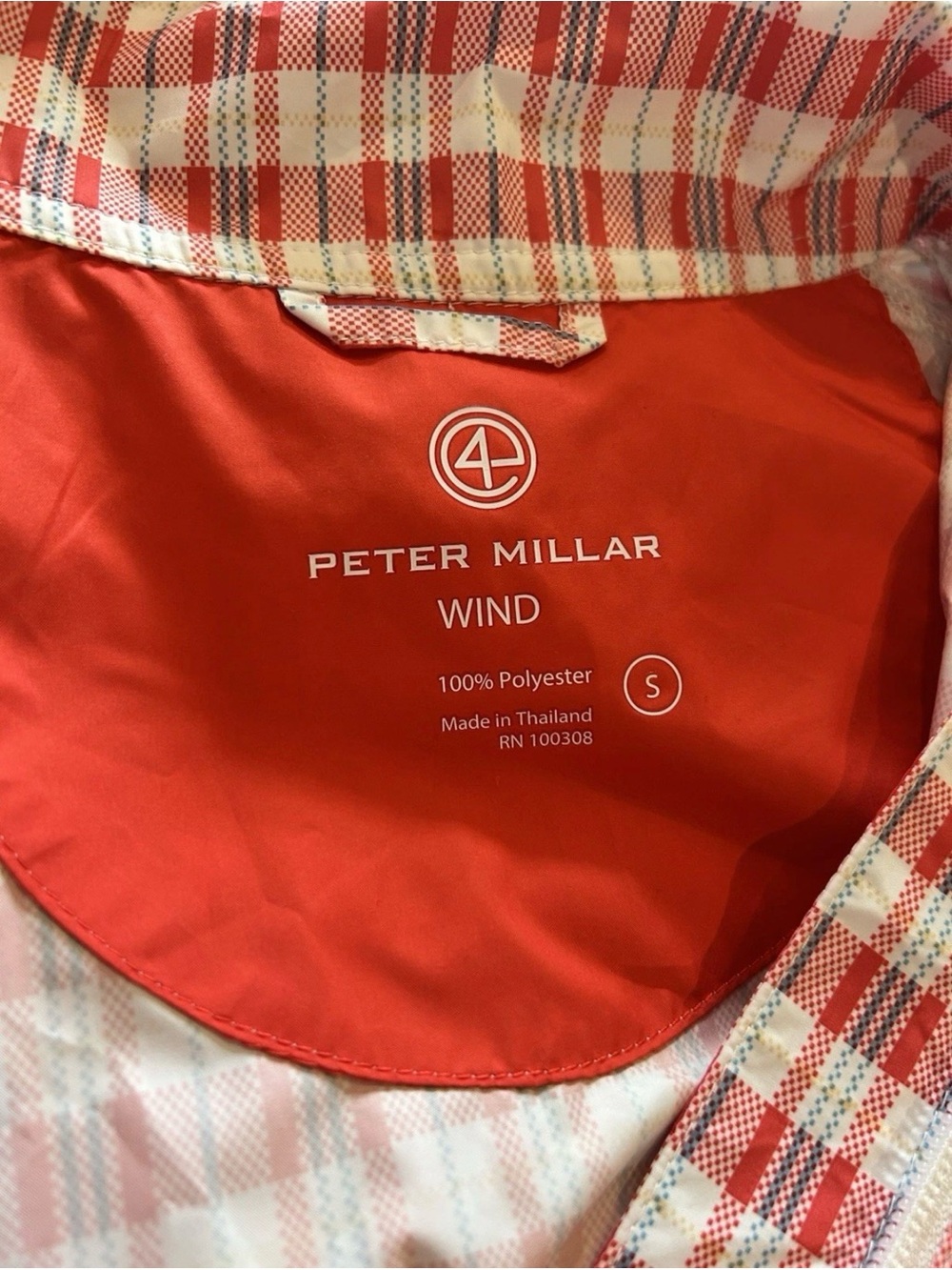 PETER MILLAR WIND Women’s Small Red Plaid  1/2 Zip Golf Lightweight Windbreaker - Picture 4 of 6